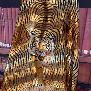 Amazing Silk Feel Tiger scarf Shiny and sheer alternating strips‎